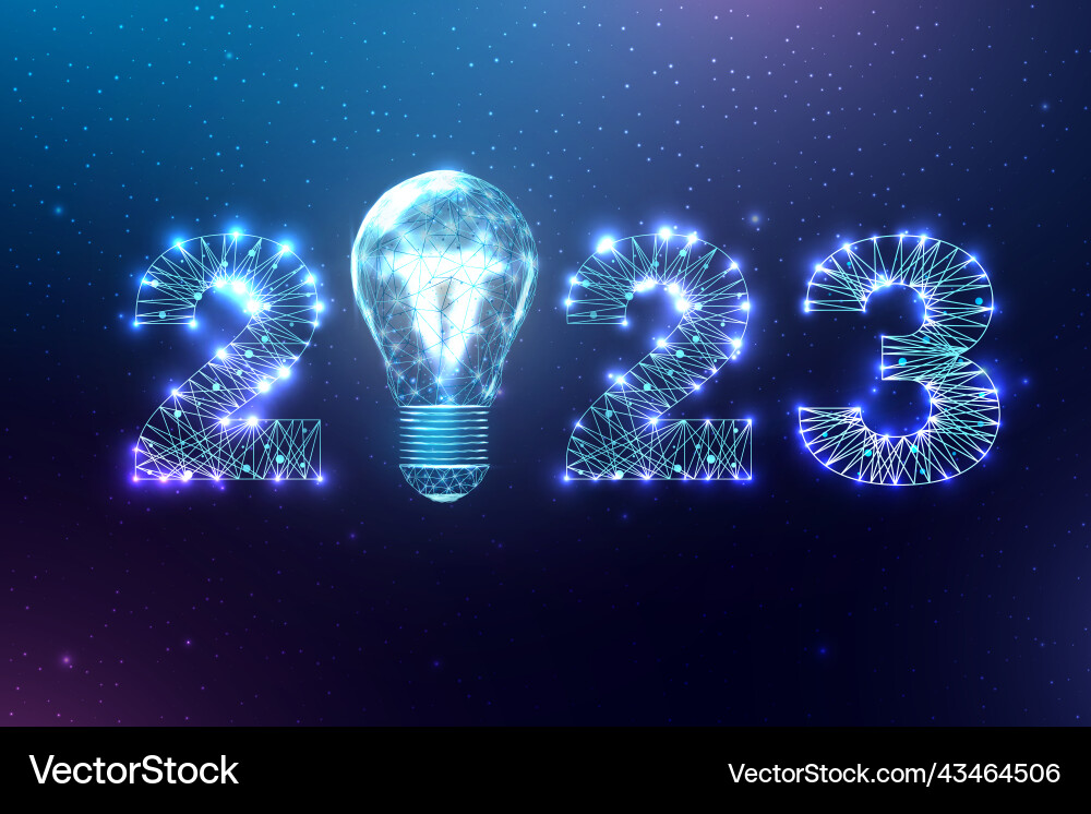 Happy new year 2023 greeting card low poly style Happy new year 2023 greeting card low poly style vector image