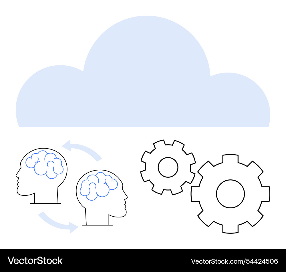 Human brain collaboration and cloud technology Vector Image