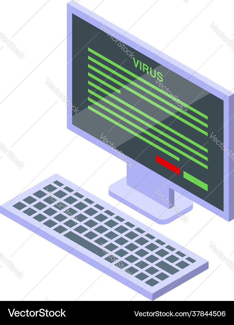 Malware computer icon isometric style Malware computer icon isometric style Vector Image