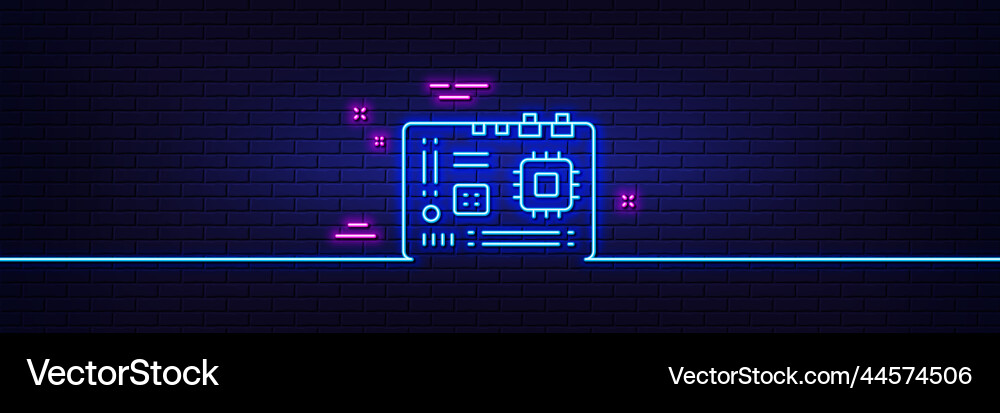 Motherboard line icon computer component hardware Vector Image