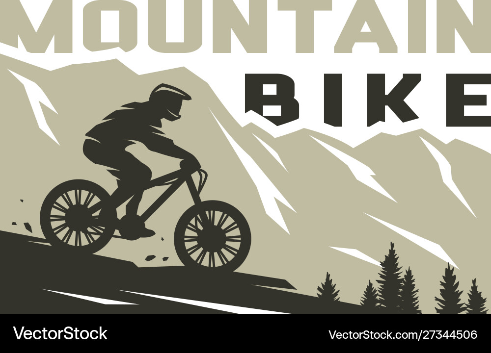 Mountain Cyclist Silhouette Vector Image
