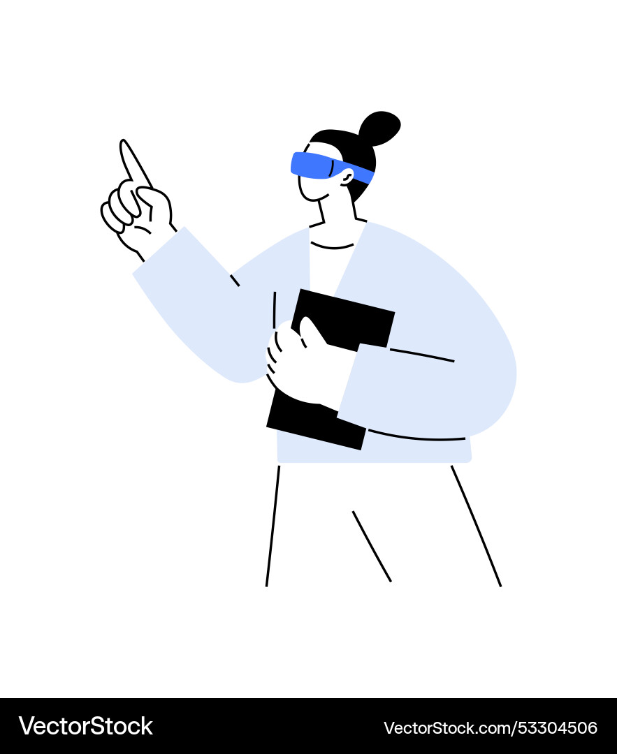 Person wearing vr headset holding a tablet Person wearing vr headset holding a tablet vector image