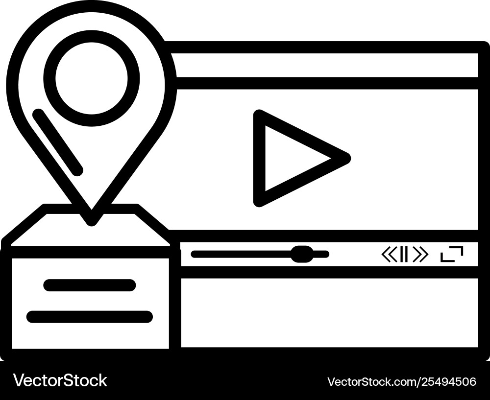 Pin pointer location with media player template vector image