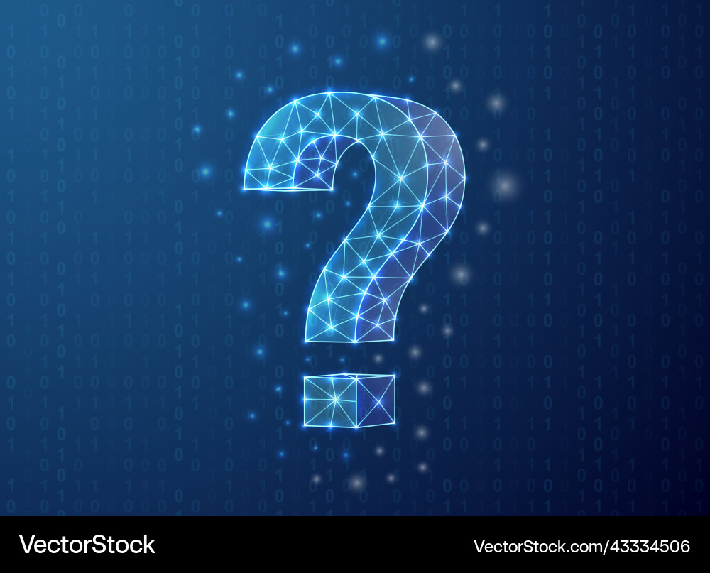 Question mark polygonal symbol with binary code Vector Image