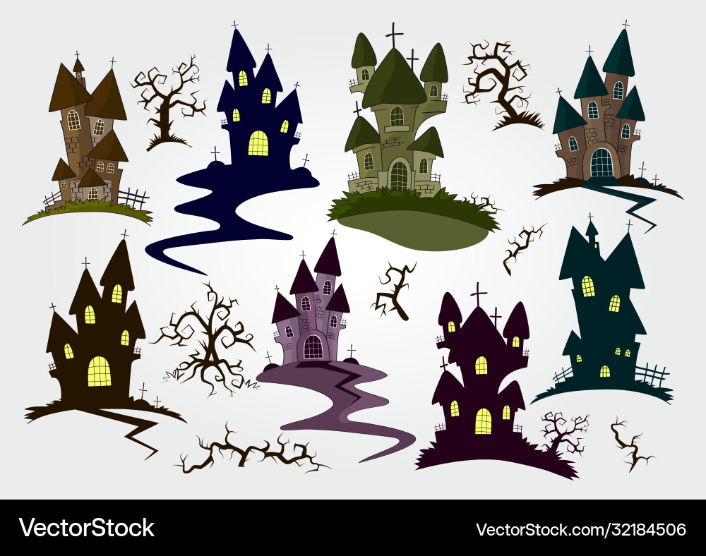 Set halloween objects and elements for design Vector Image
