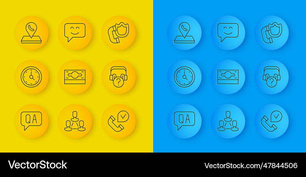 Set line question and answer clock stacks paper Set line question and answer clock stacks paper vector image