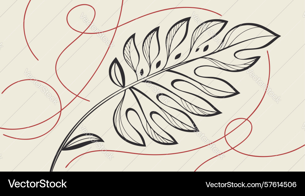 Simple fern leaf swirl design generative ai Vector Image