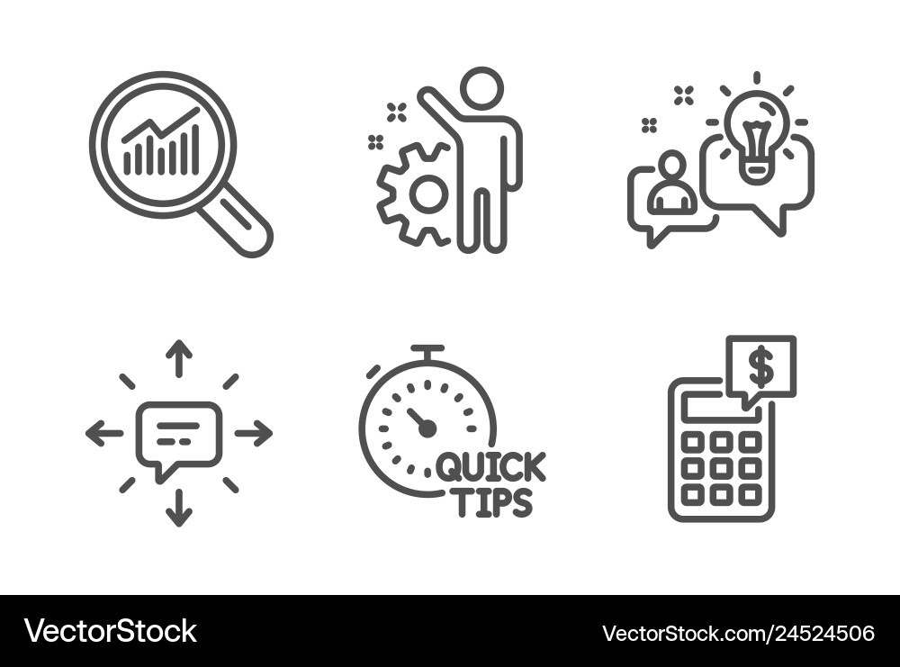 Sms data analysis and idea icons set employee Sms data analysis and idea icons set employee vector image