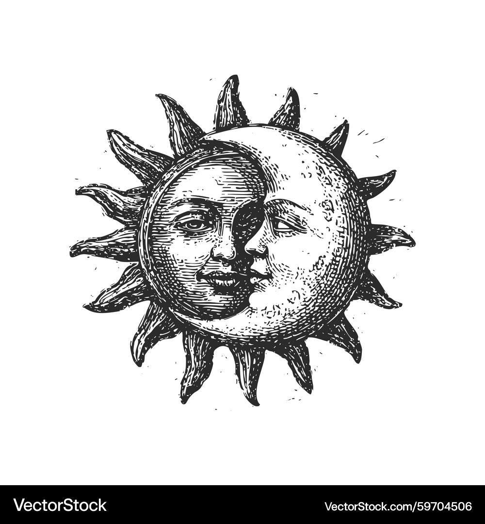 Sun and Moon Face - Celestial Symbol – Royalty-Free Vector | VectorStock, image size:1000x1080
