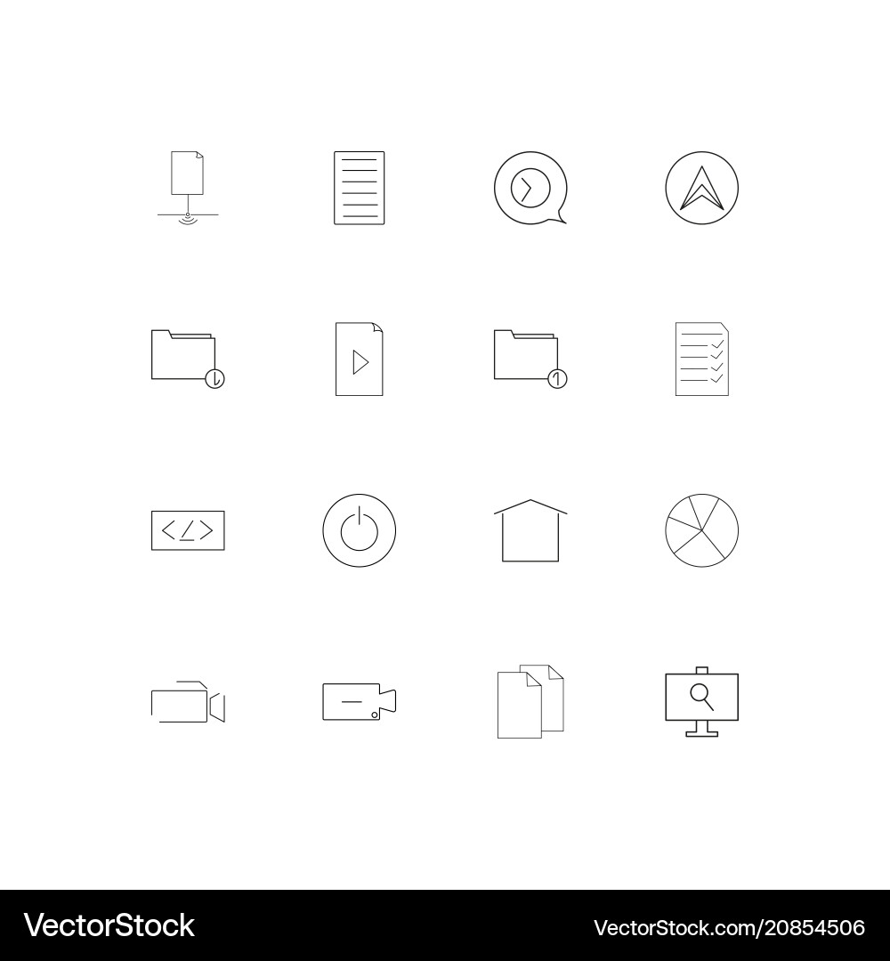 Web linear thin icons set outlined simple Vector Image