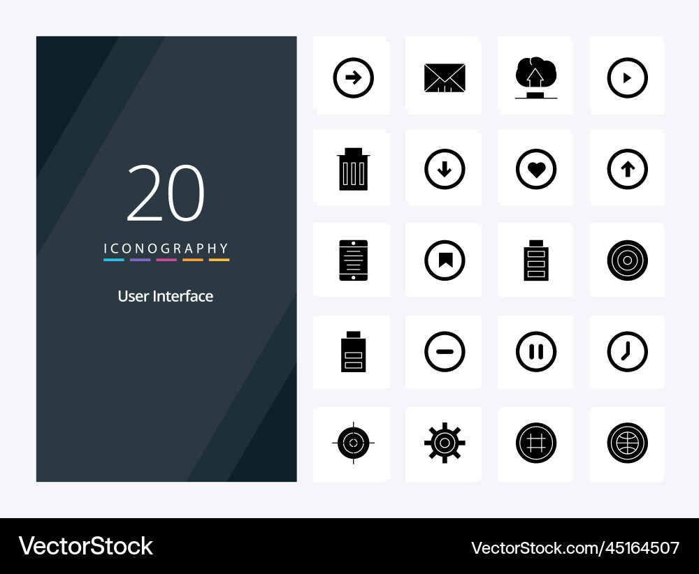 20 user interface solid glyph icon Vector Image