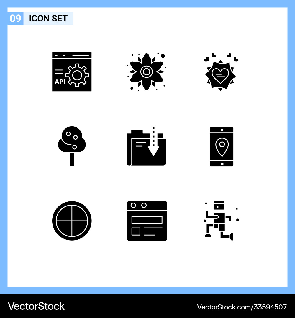 9 universal solid glyphs set for web and mobile Vector Image