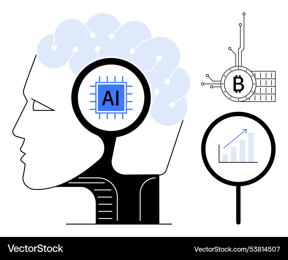 Artificial intelligence and blockchain in human Artificial intelligence and blockchain in human vector image