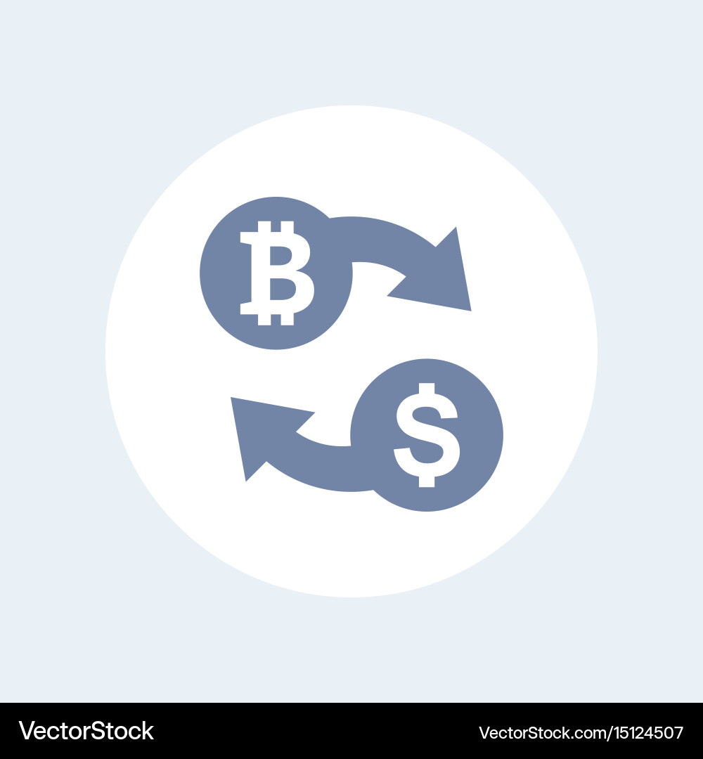 Bitcoin to usd exchange icon isolated on white – Royalty-Free Vector |  VectorStock