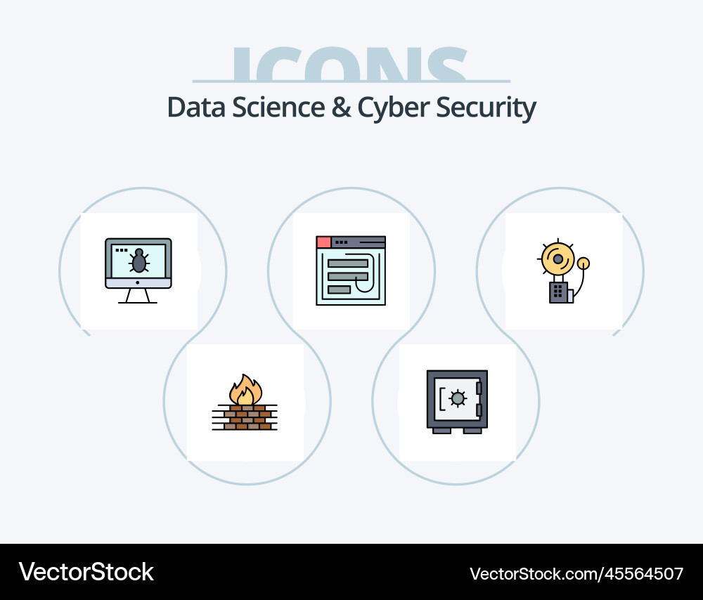 Data science and cyber security line filled icon Vector Image