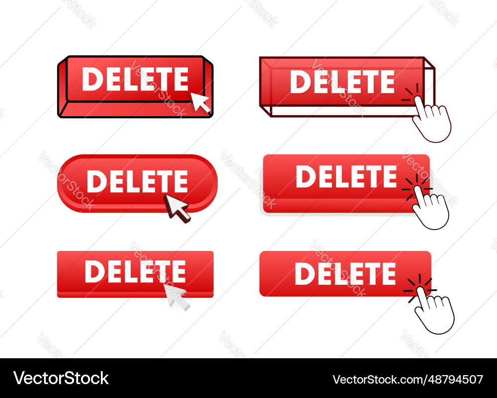 Delete button with pointer clicking web Delete button with pointer clicking web vector image