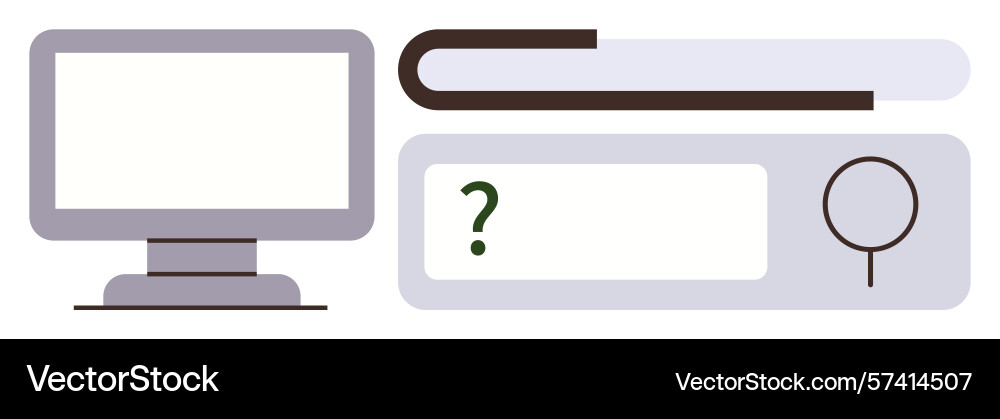 Digital learning concept with computer monitor vector image