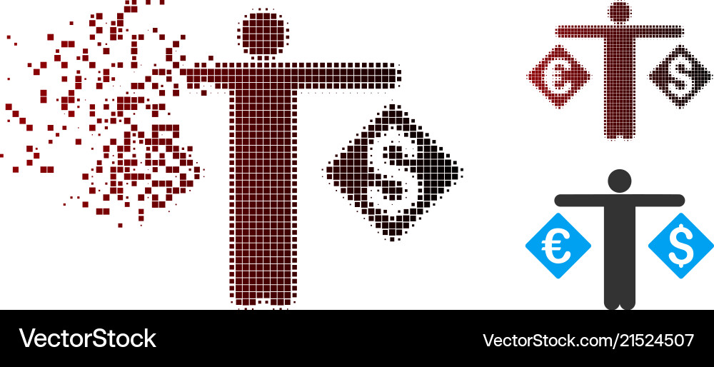 Dissolved pixel halftone currency trader icon Dissolved pixel halftone currency trader icon vector image
