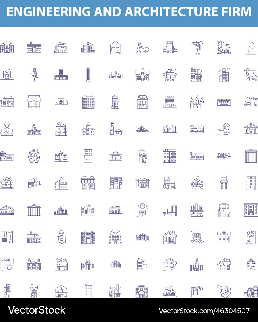 Engineering and architecture firm line icons Engineering and architecture firm line icons vector image