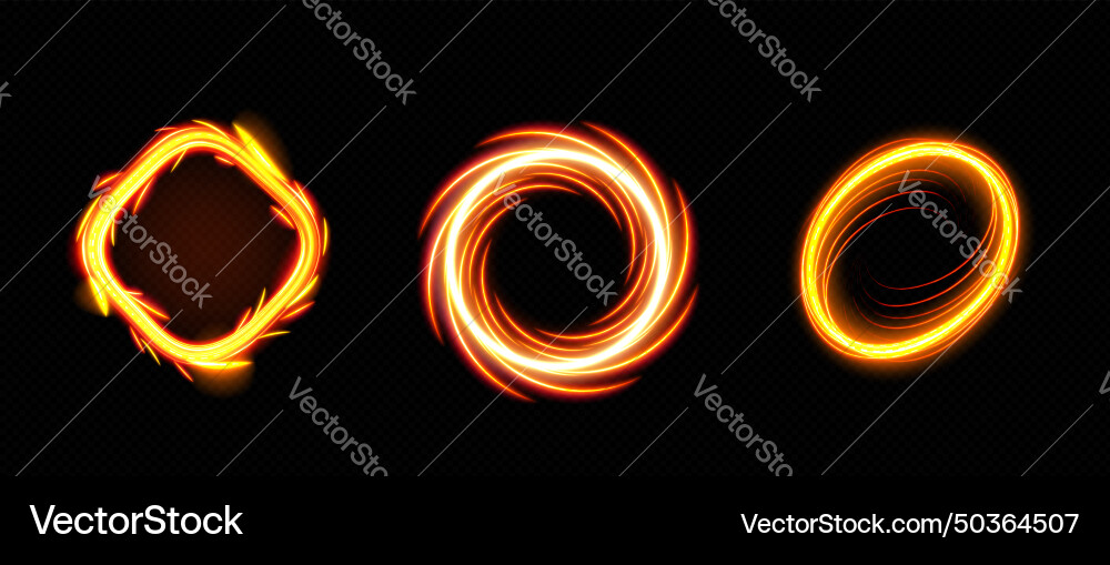 Fire frames set isolated on transparent background Vector Image