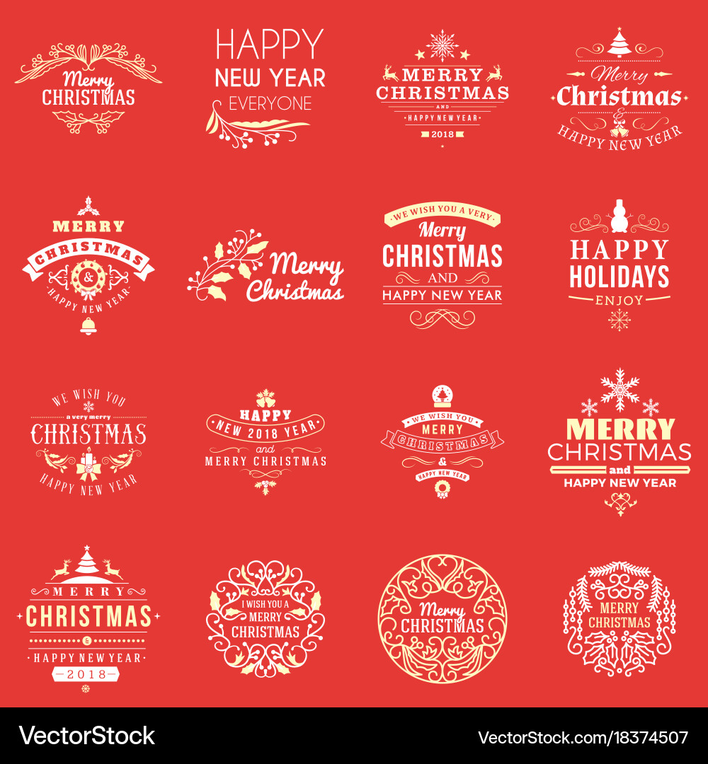 Frohe Weihnachten &amp Frohes neues Jahr Abzeichen Vektorbild