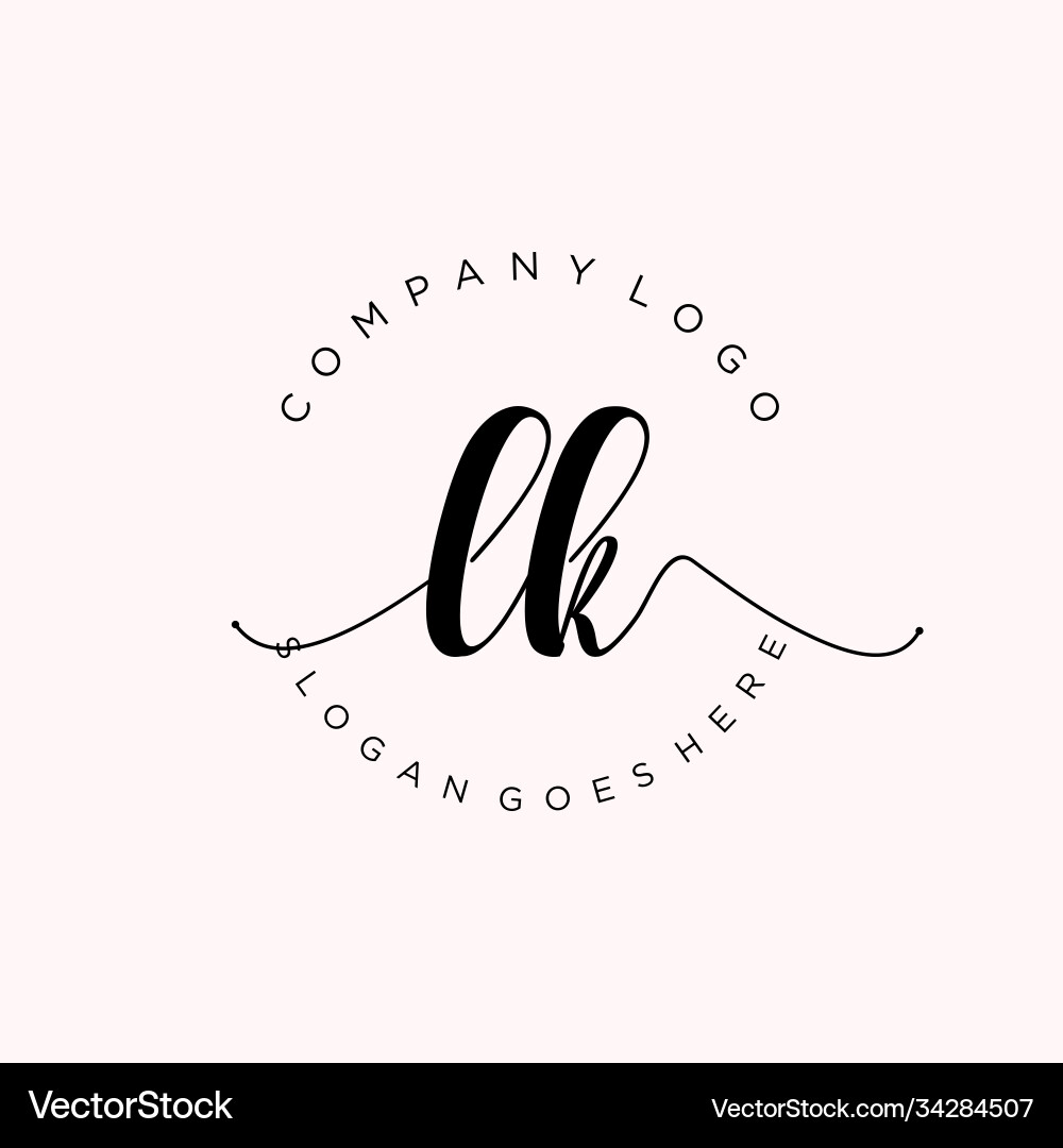 Initial lk handwriting logo with circle template Vector Image
