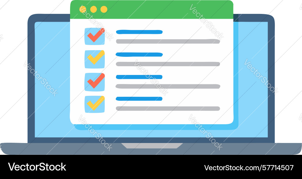 Laptop with multi-item checklist interface design vector image