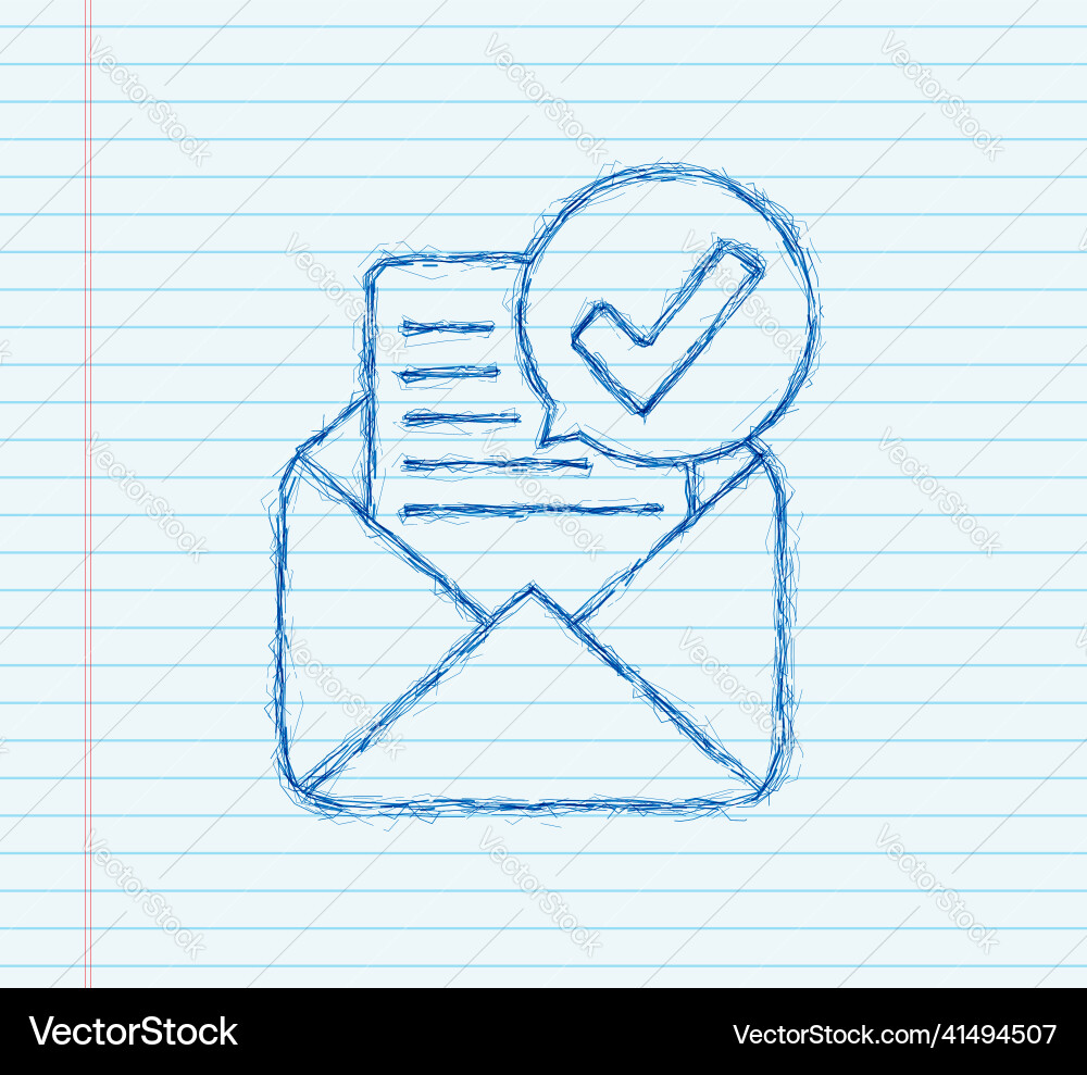 Opened envelope and document with green check mark Opened envelope and document with green check mark vector image