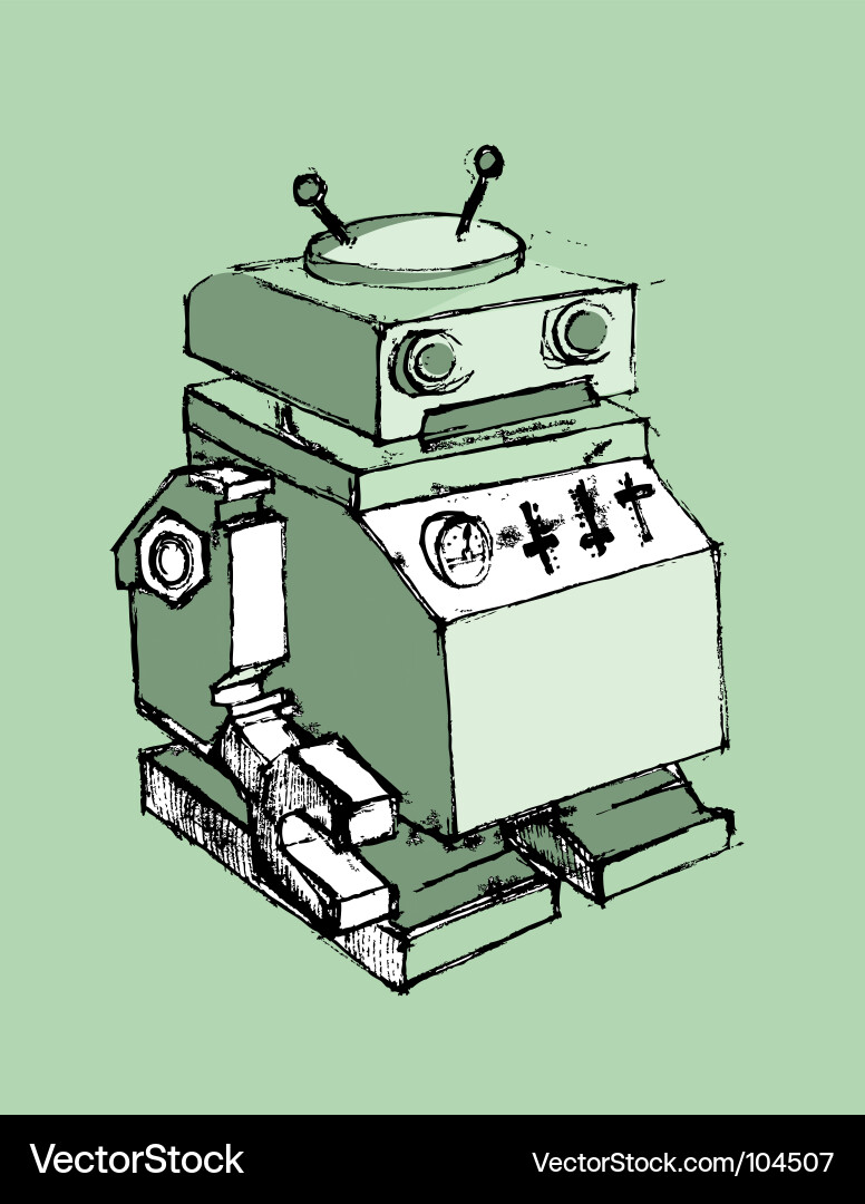 Retro Robot Sketch vector image
