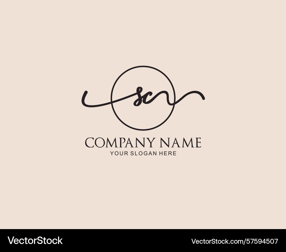 Sc initial handwriting logo design collection Sc initial handwriting logo design collection Vector Image