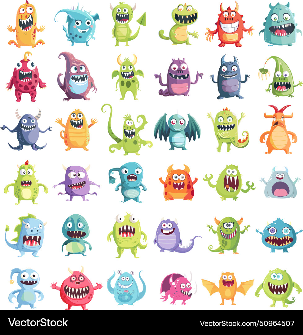 Süße Cartoon Monster kleine süße Monster-Set Süße Cartoon Monster kleine süße Monster-Set vektorbild