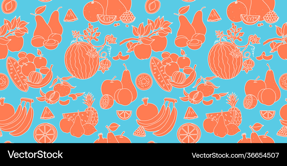 Seamless pattern with fruits linear drawing Seamless pattern with fruits linear drawing vector image