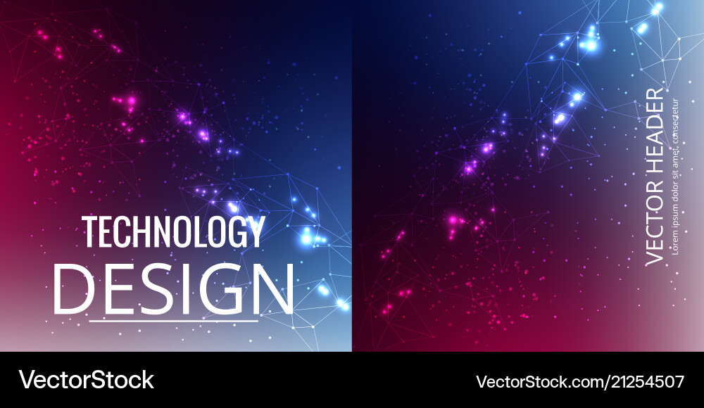 Set of abstract technology web banner Set of abstract technology web banner Vector Image