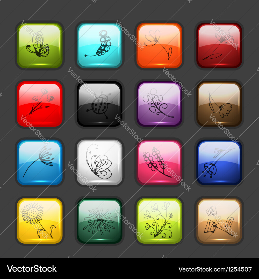 Set of glossy button icons for your design vector image