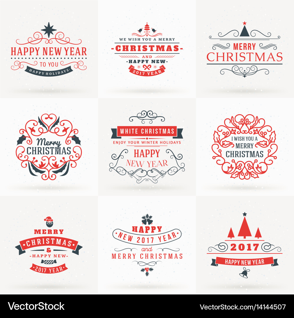 Set of merry christmas and happy new year Vector Image