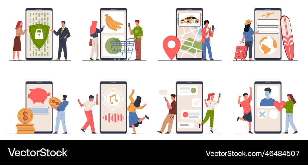 Smartphone use functions various useful mobile Vector Image