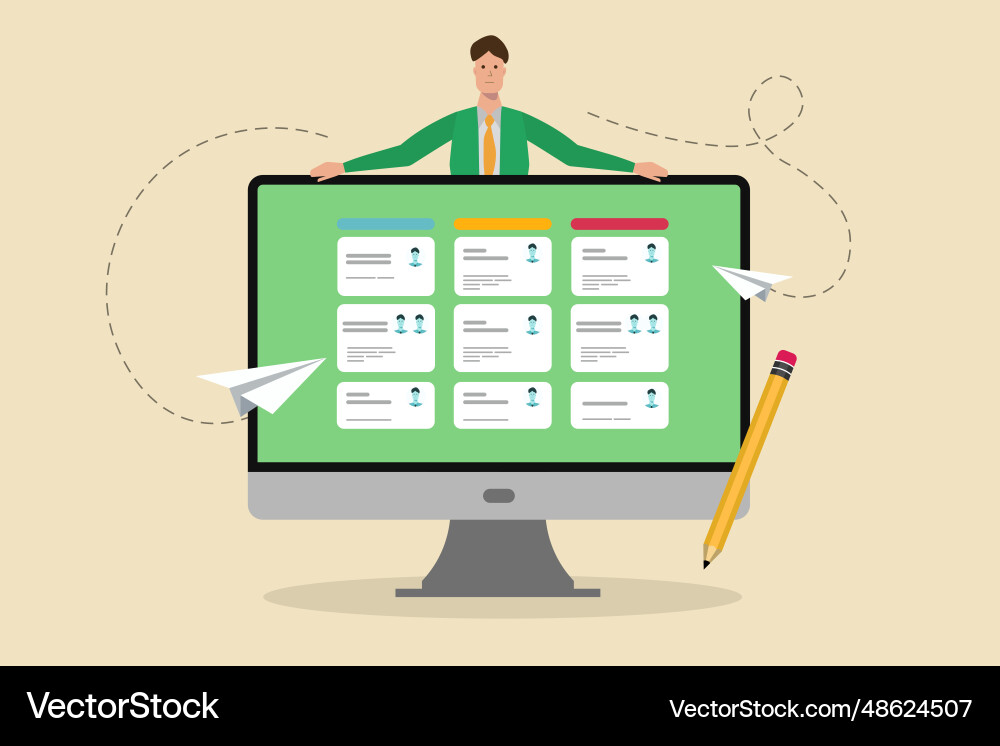 Task management software to organize project tasks Task management software to organize project tasks vector image