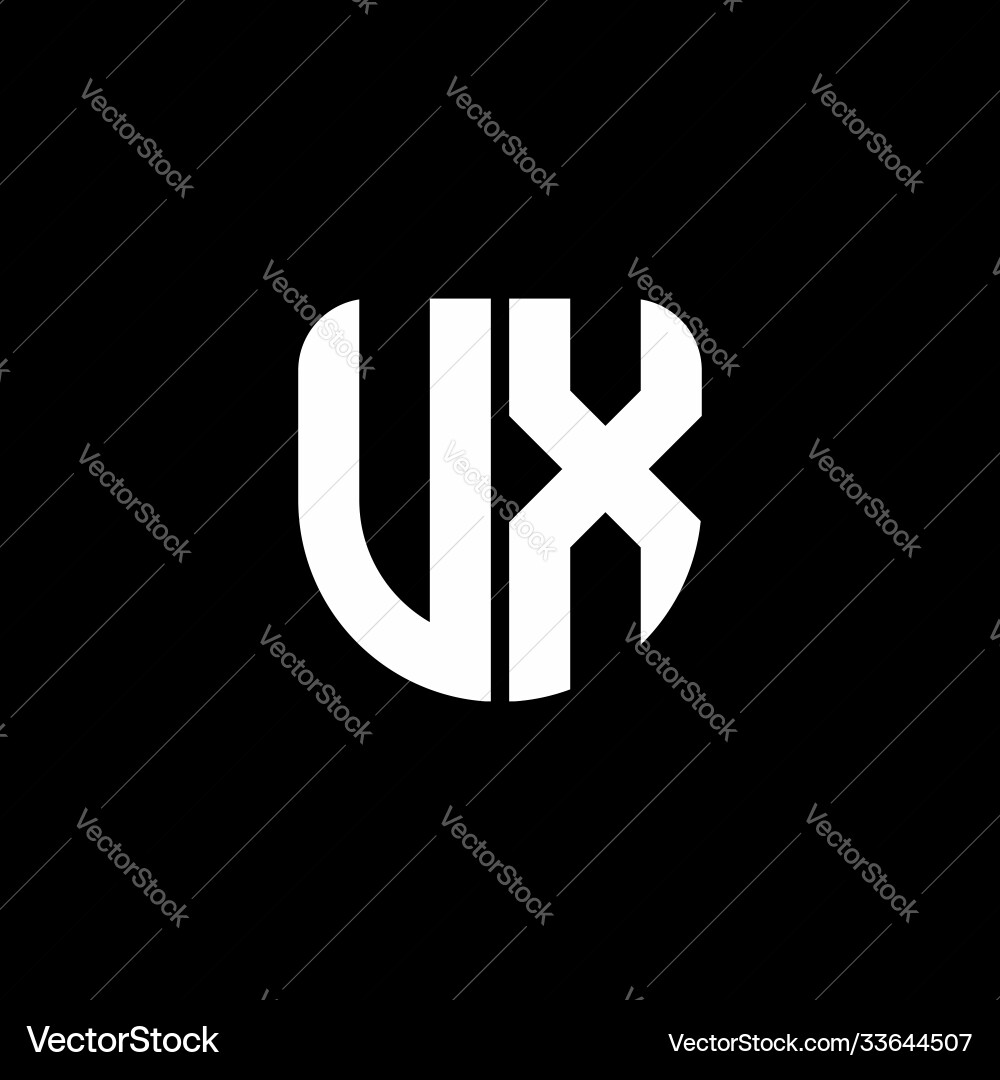 Ux logo monogram with circular shape shield vector image