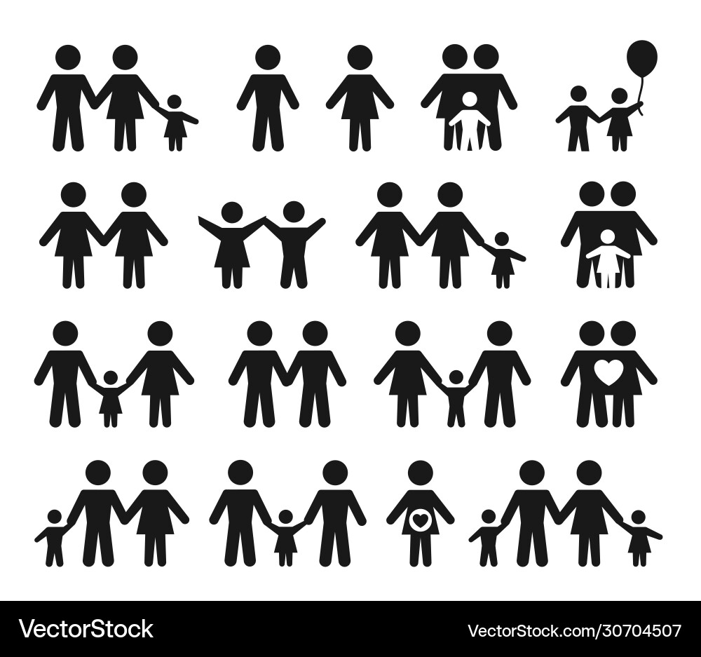 Variety family icons set vector image