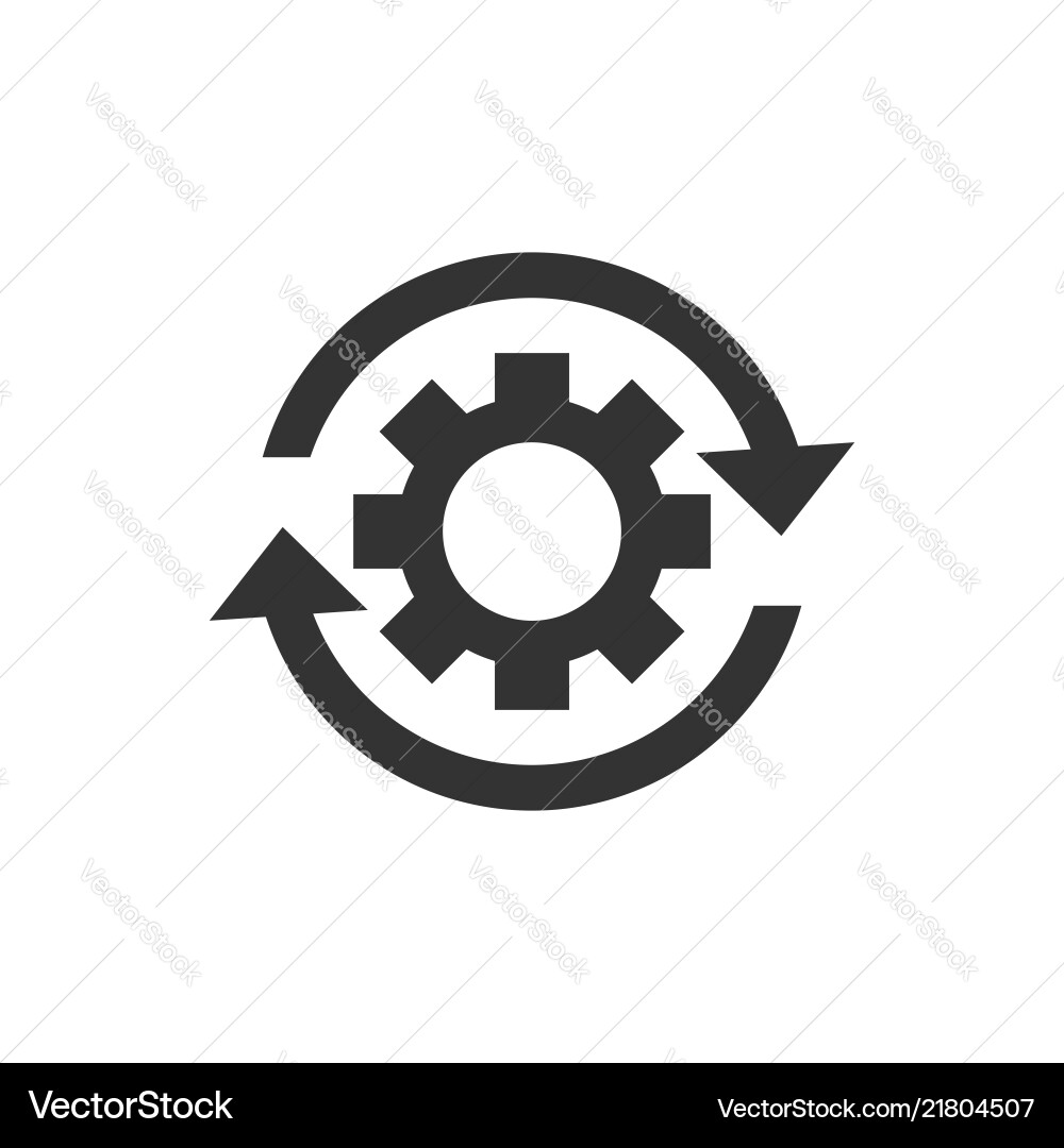 Workflow process icon in flat style gear cog Workflow process icon in flat style gear cog vector image