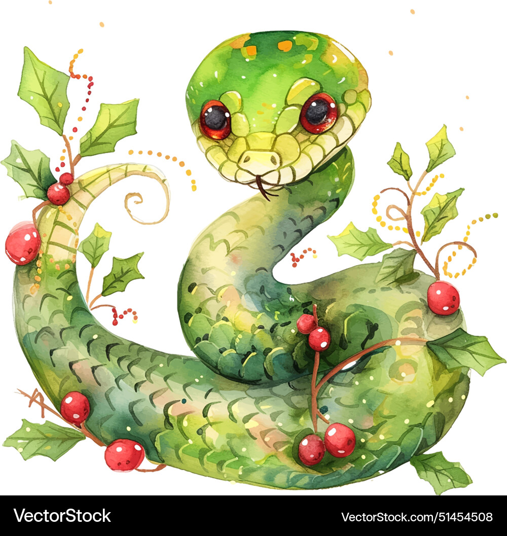 2025 green snake with red berries on its body 2025 green snake with red berries on its body vector image