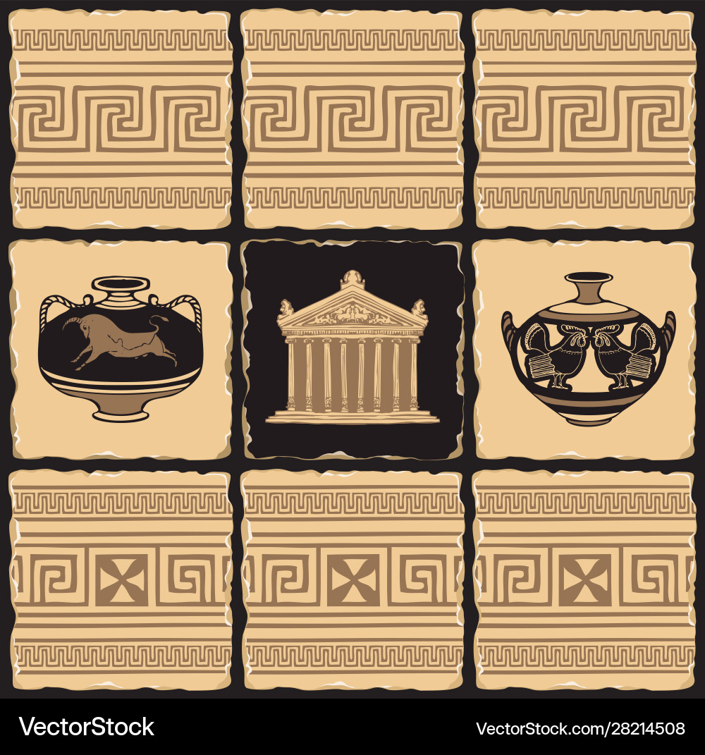 Banner on theme ancient greece with tiles Vector Image