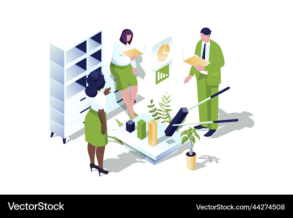 Business statistic web concept in 3d isometric Business statistic web concept in 3d isometric vector image