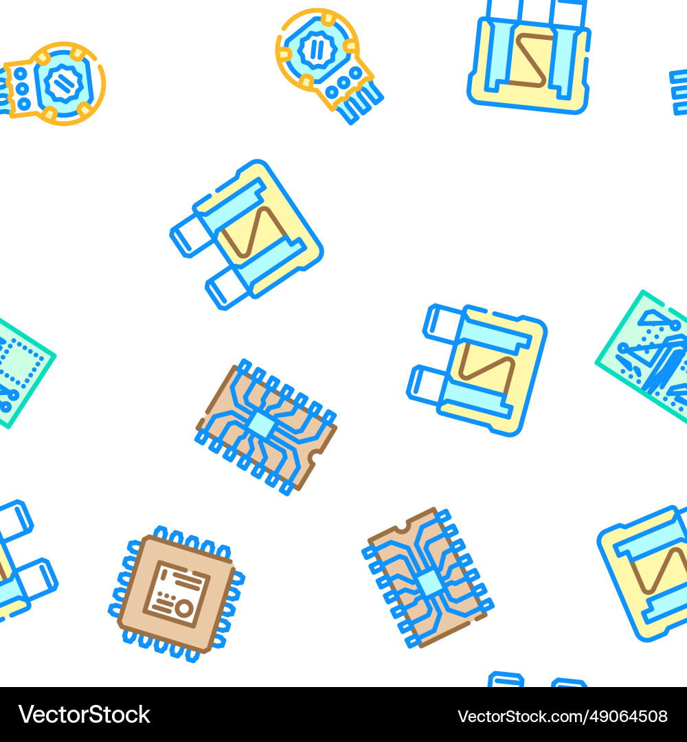 Component electronic chip seamless pattern Component electronic chip seamless pattern vector image
