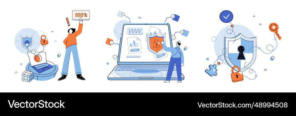 Cybersecurity concept set secure passwords Vector Image