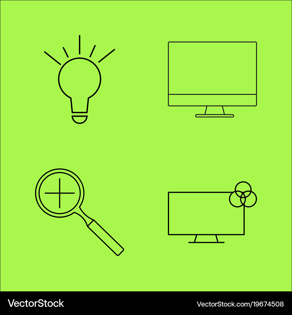 Design elements simple linear outline icon set vector image