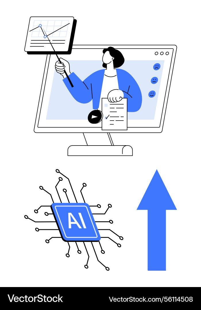 Digital learning presentation with ai integration Digital learning presentation with ai integration Vector Image