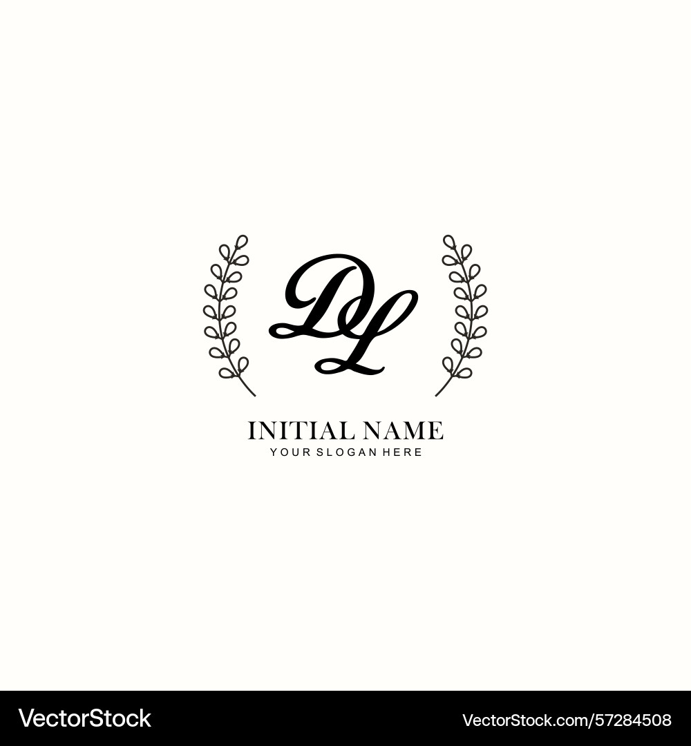 Dl initial logo templates with botanical elements Vector Image