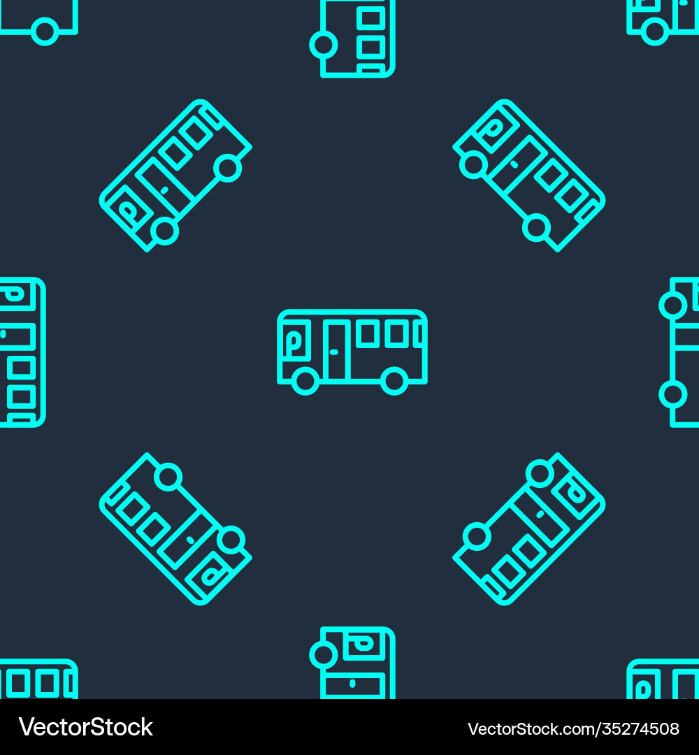 Green line bus icon isolated seamless pattern Vector Image