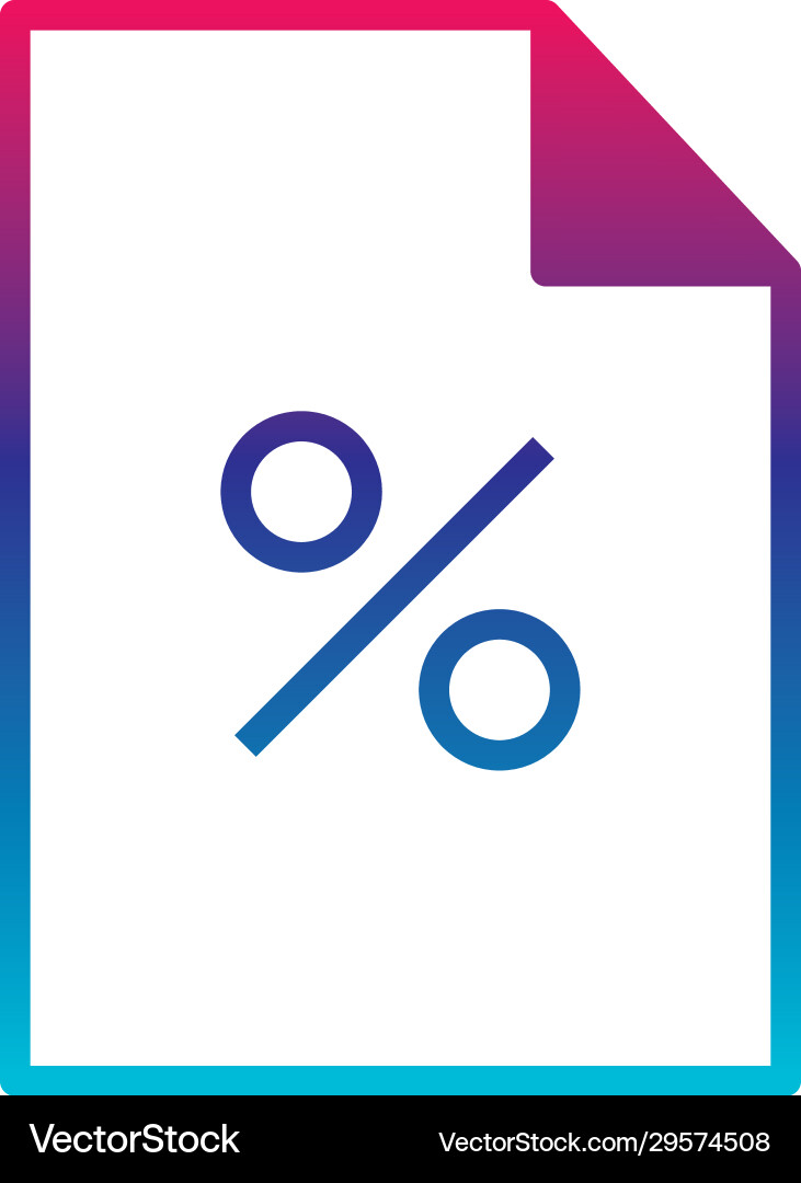 Isolated percentage document gradient line style Vector Image